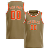 Custom Light Khaki & Orange Red Colors Design Sports Basketball Jersey