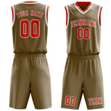 Custom Light Khaki Orange Red Basketball Set