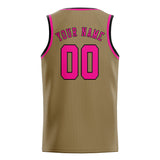 Custom Light Khaki & Pink Colors Design Sports Basketball Jersey