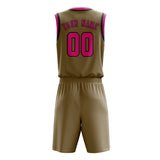 Custom Light Khaki Pink Basketball Set