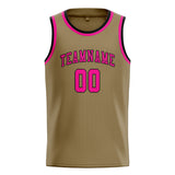 Custom Light Khaki & Pink Colors Design Sports Basketball Jersey