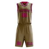 Custom Light Khaki Pink Basketball Set
