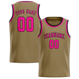 Custom Light Khaki & Pink Colors Design Sports Basketball Jersey