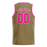Custom Light Khaki & Pink Colors Design Sports Basketball Jersey