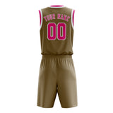 Custom Light Khaki Pink Basketball Set