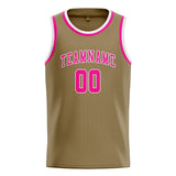 Custom Light Khaki & Pink Colors Design Sports Basketball Jersey