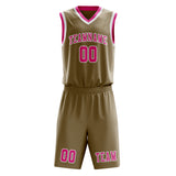 Custom Light Khaki Pink Basketball Set