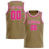 Custom Light Khaki & Pink Colors Design Sports Basketball Jersey