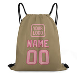 Custom Light Khaki Light Pink Drawstring Bag
