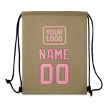 Custom Light Khaki Light Pink Drawstring Bag