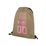Custom Light Khaki Light Pink Drawstring Bag