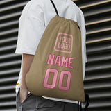 Custom Light Khaki Light Pink Drawstring Bag