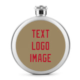 Custom Light Khaki Red Hip Flask
