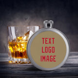 Custom Light Khaki Red Hip Flask