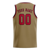 Custom Light Khaki & Red Colors Design Sports Basketball Jersey