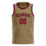 Custom Light Khaki & Red Colors Design Sports Basketball Jersey