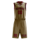 Custom Light Khaki Red Basketball Set