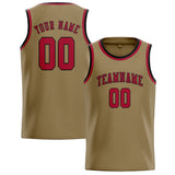 Custom Light Khaki & Red Colors Design Sports Basketball Jersey