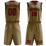 Custom Light Khaki Red Basketball Set