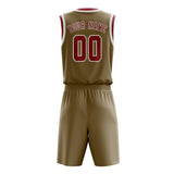 Custom Light Khaki Red Basketball Set