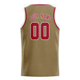 Custom Light Khaki & Red Colors Design Sports Basketball Jersey