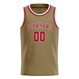 Custom Light Khaki & Red Colors Design Sports Basketball Jersey