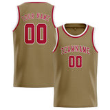 Custom Light Khaki & Red Colors Design Sports Basketball Jersey