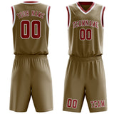 Custom Light Khaki Red Basketball Set