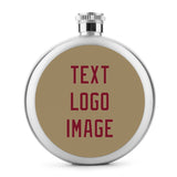 Custom Light Khaki Crimson Red Hip Flask