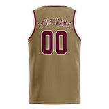 Custom Light Khaki & Crimson Red Colors Design Sports Basketball Jersey