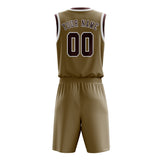 Custom Light Khaki Crimson Red Basketball Set