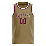 Custom Light Khaki & Crimson Red Colors Design Sports Basketball Jersey