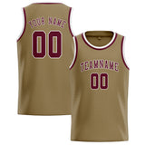 Custom Light Khaki & Crimson Red Colors Design Sports Basketball Jersey