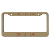 Custom Light Khaki Coral Red License Plate Frame