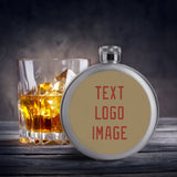Custom Light Khaki Coral Red Hip Flask