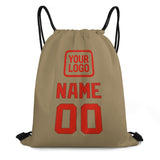 Custom Light Khaki Orange Red Drawstring Bag