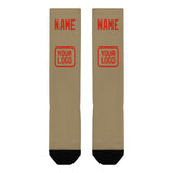 Custom Light Khaki Orange Red Knee-High Sock