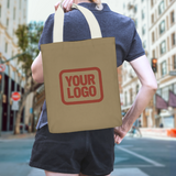 Custom Light Khaki Orange Red Canvas Tote Bag