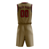 Custom Light Khaki Coral Red Basketball Set