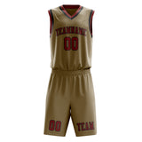 Custom Light Khaki Coral Red Basketball Set