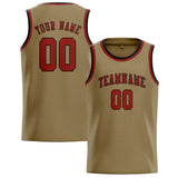 Custom Light Khaki & Coral Red Colors Design Sports Basketball Jersey