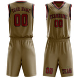 Custom Light Khaki Coral Red Basketball Set