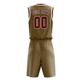 Custom Light Khaki Coral Red Basketball Set