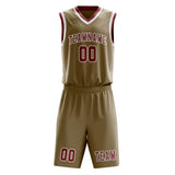 Custom Light Khaki Coral Red Basketball Set