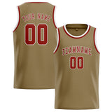 Custom Light Khaki & Coral Red Colors Design Sports Basketball Jersey
