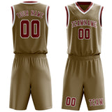 Custom Light Khaki Coral Red Basketball Set