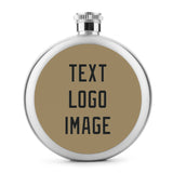 Custom Light Khaki Black Hip Flask