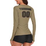 Custom Light Khaki Brown Women's Long-Sleeve Shirt
