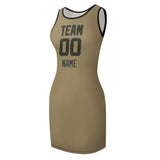Custom Light Khaki Olive Sleeveless Vest Dress
