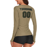 Custom Light Khaki Olive Women's Long-Sleeve Shirt